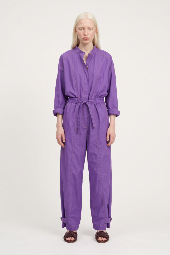 paula-immich-Jumpsuit aus leichtem Baumwollgemisch in Lila